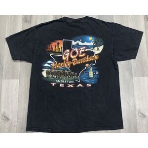 VTG Harley Davidson Motorcycles Black Angleton Texas GOE T-shirt Adult Size L